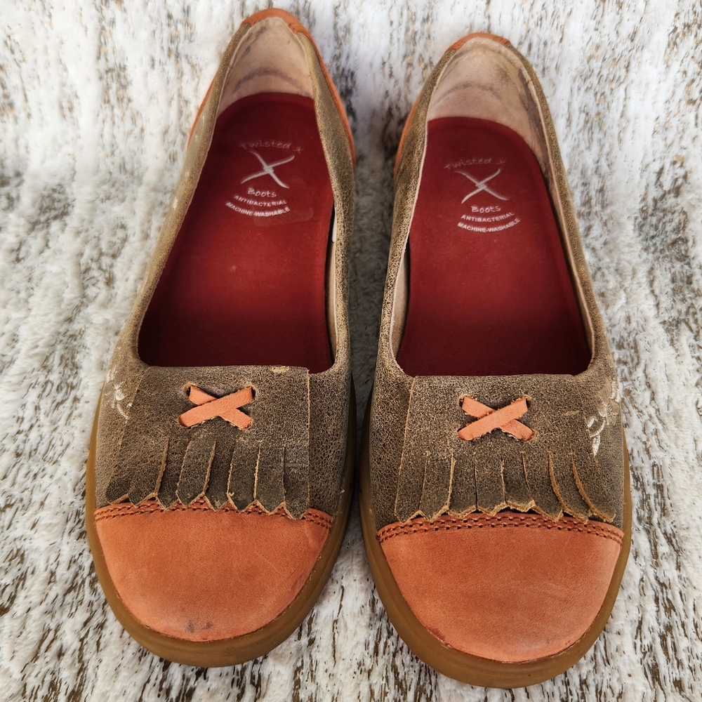 Twisted X WCA0001 "Driving Moc Flat" Slip-On Sunburn/Bomber Fringe, Women's 7.5 - Picture 4 of 11